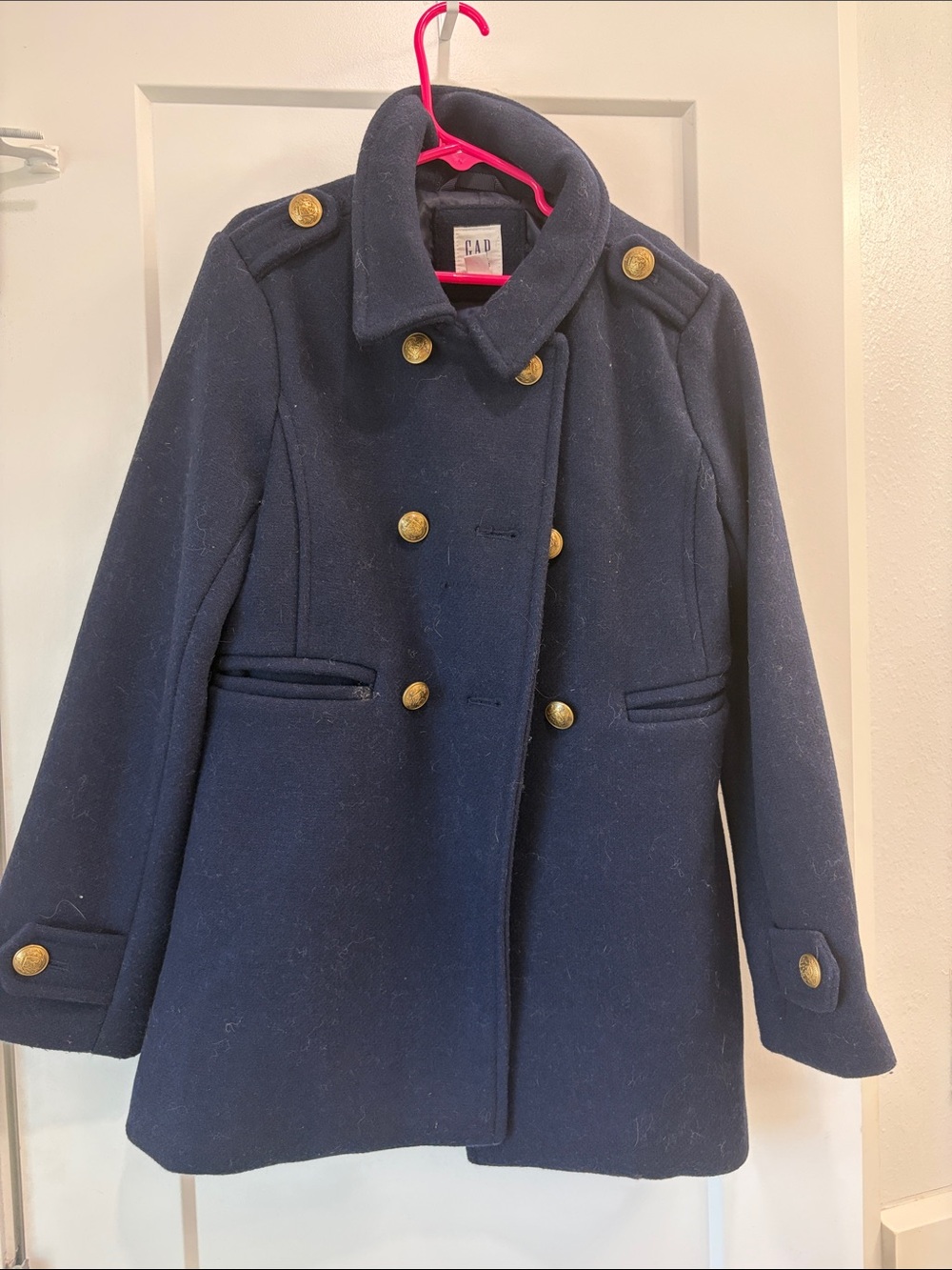 GAP Navy Double-Breasted Girls' Peacoat with Gold Buttons
